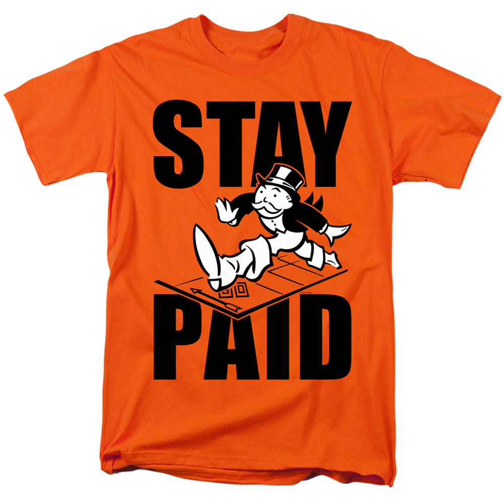 Monopoly Stay Paid Evergreen Mens T Shirt Orange Officially Licensed