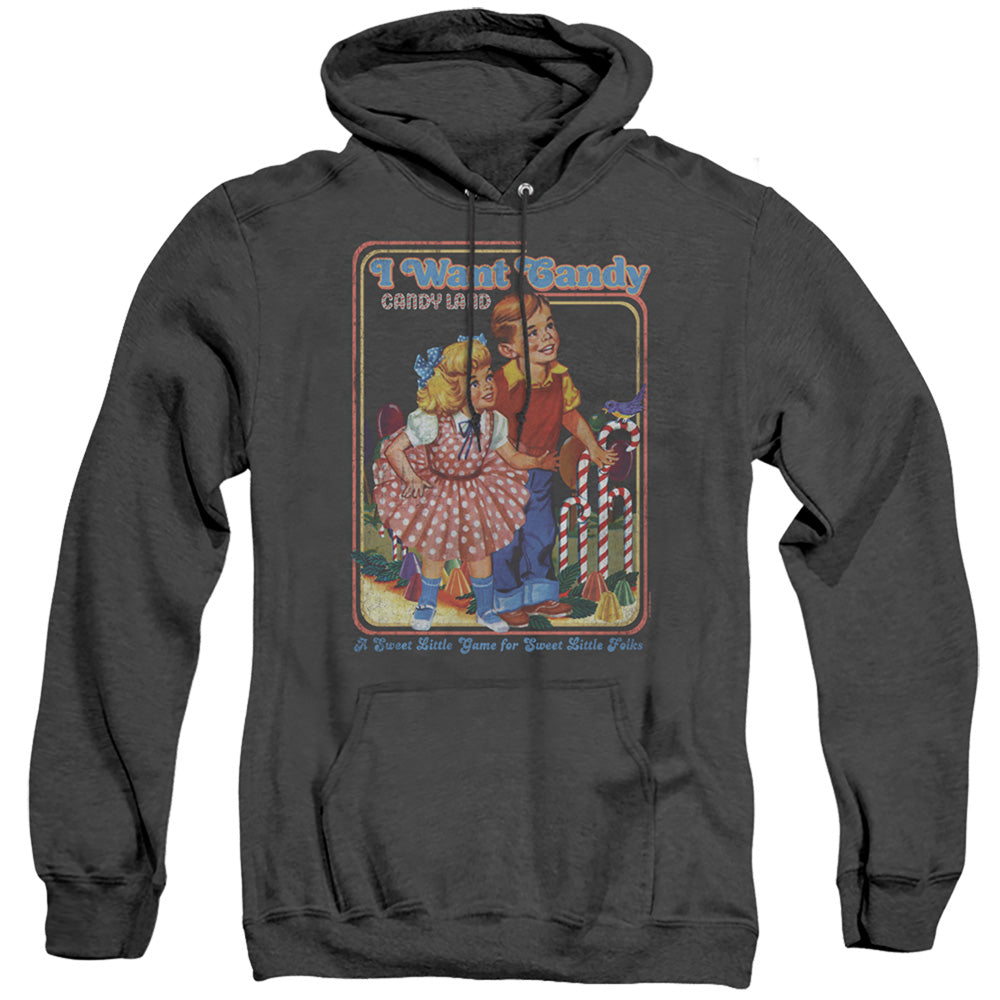 Candy Land I Want Candy Mens Heather Hoodie Black Officially Licensed