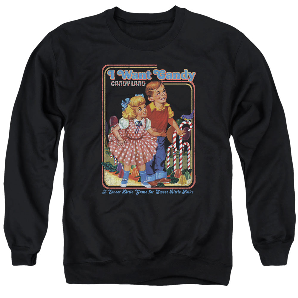 Candy Land I Want Candy Mens Crewneck Sweatshirt Black Officially Licensed