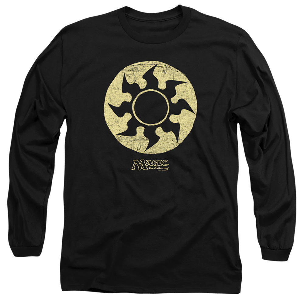 Magic The Gathering White Symbol Mens Long Sleeve Shirt Black Officially Licensed