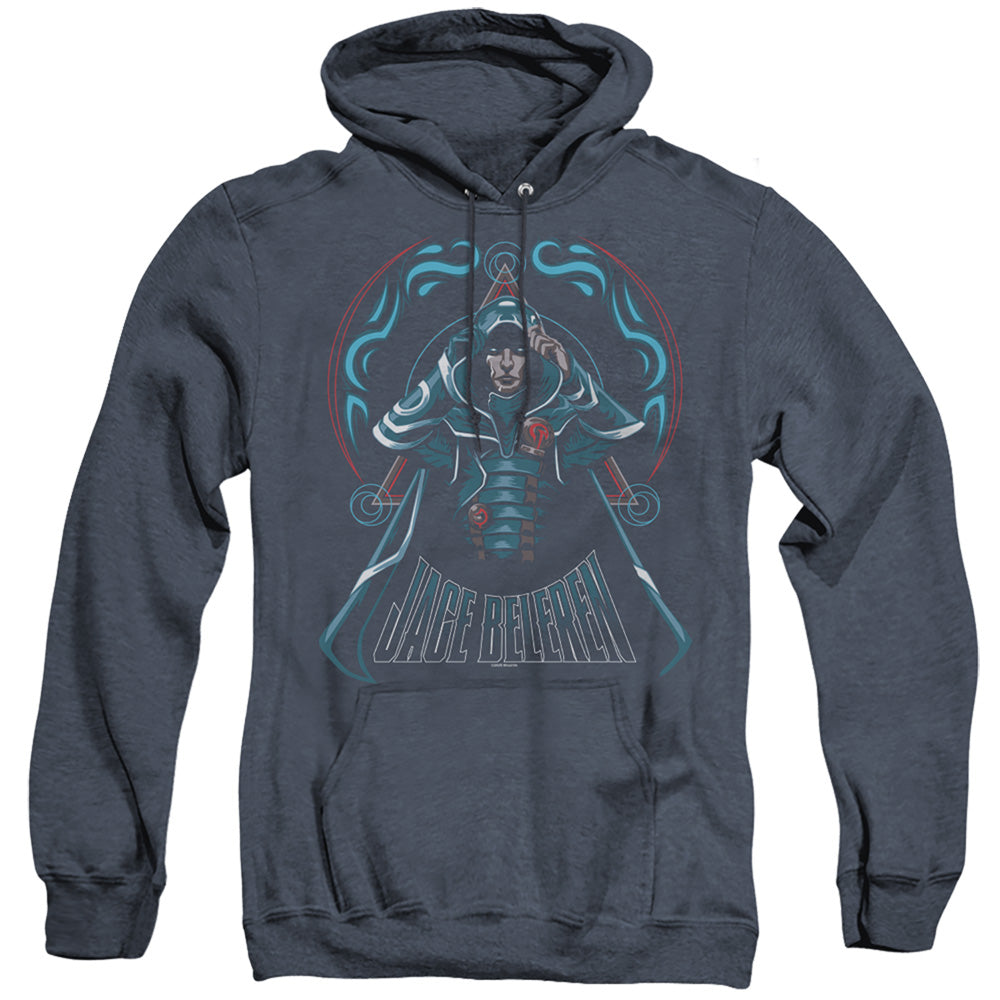 Magic The Gathering Jace Mens Heather Hoodie Navy Officially Licensed