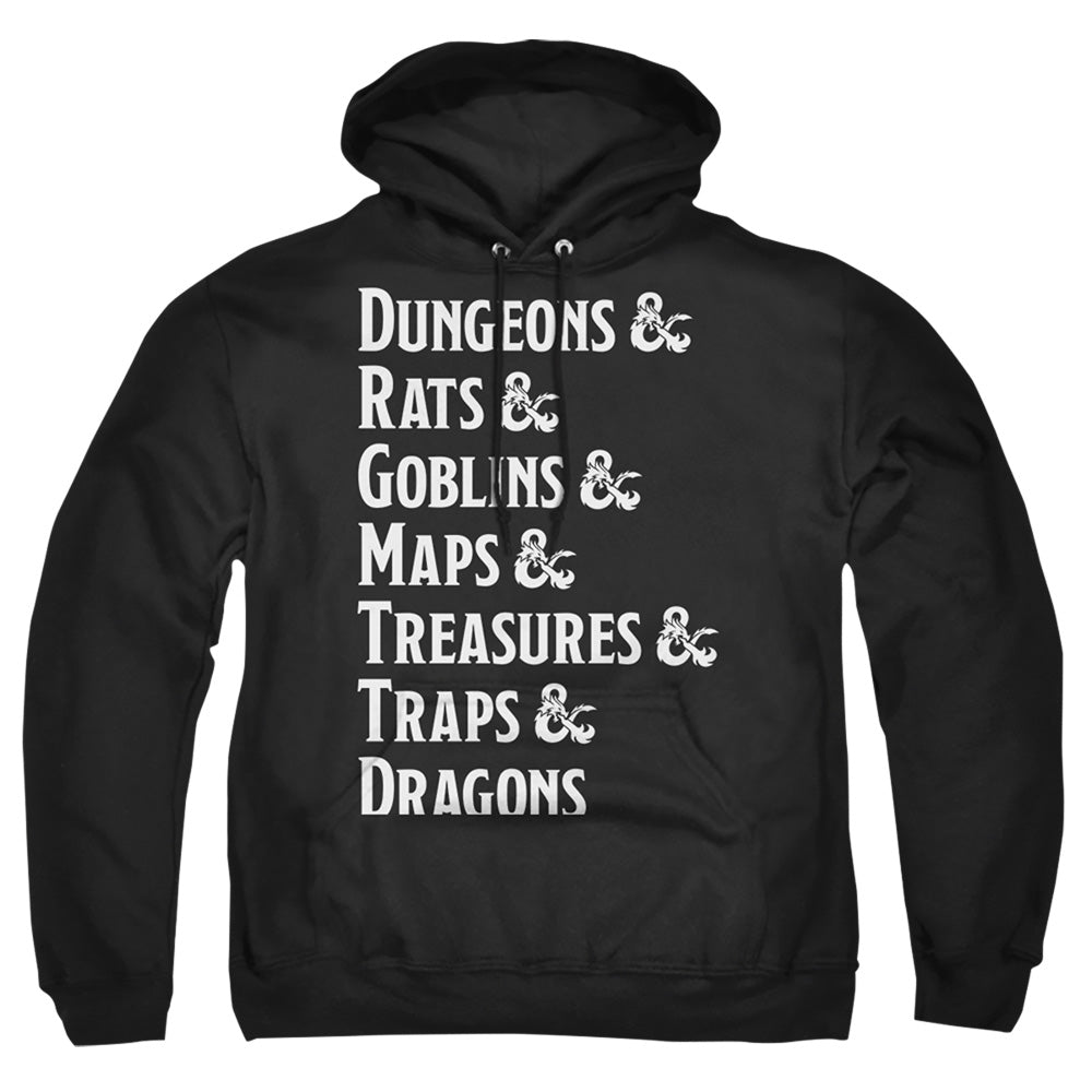 Dungeons And Dragons Dungeon List Mens Hoodie Black Officially Licensed