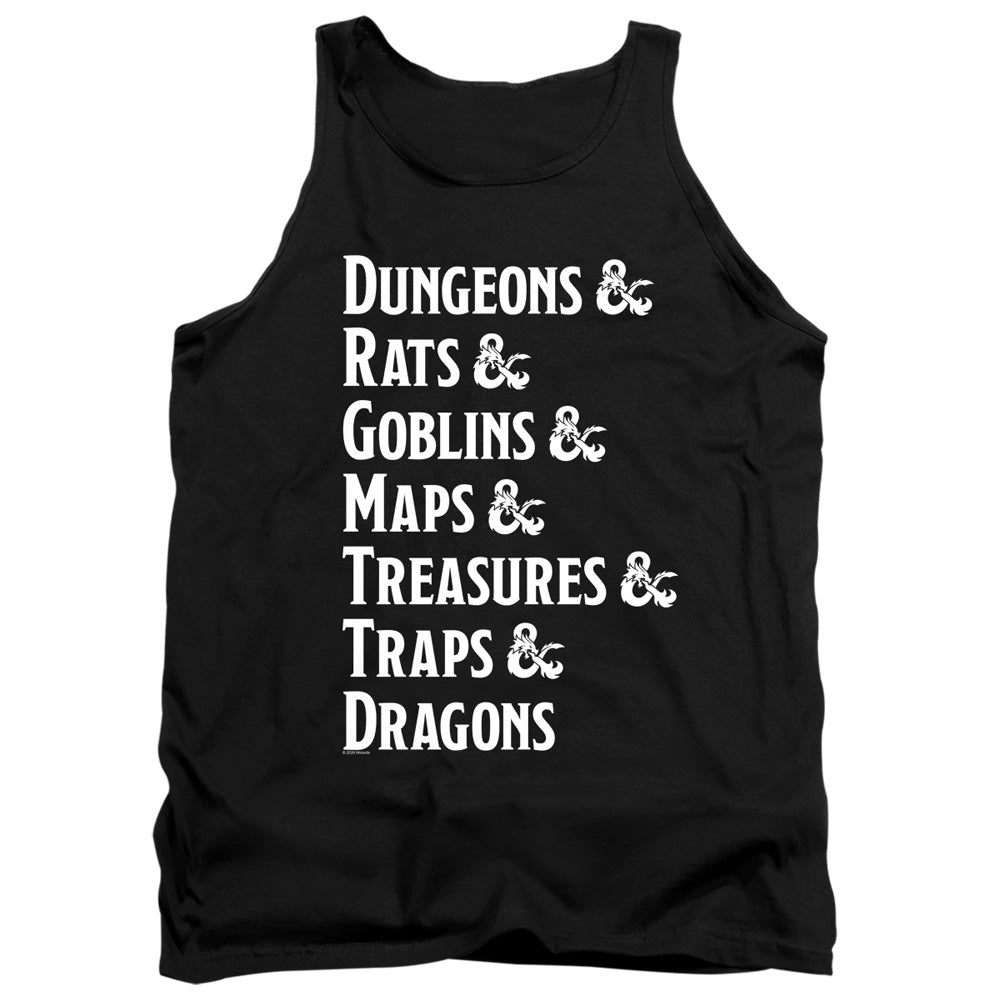 Dungeons And Dragons Dungeon List Mens Tank Top Shirt Black Officially Licensed