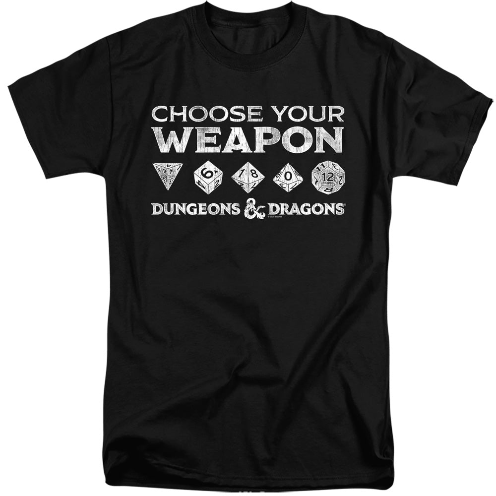Dungeons And Dragons Choose Your Weapon Mens Tall T Shirt Black Officially Licensed
