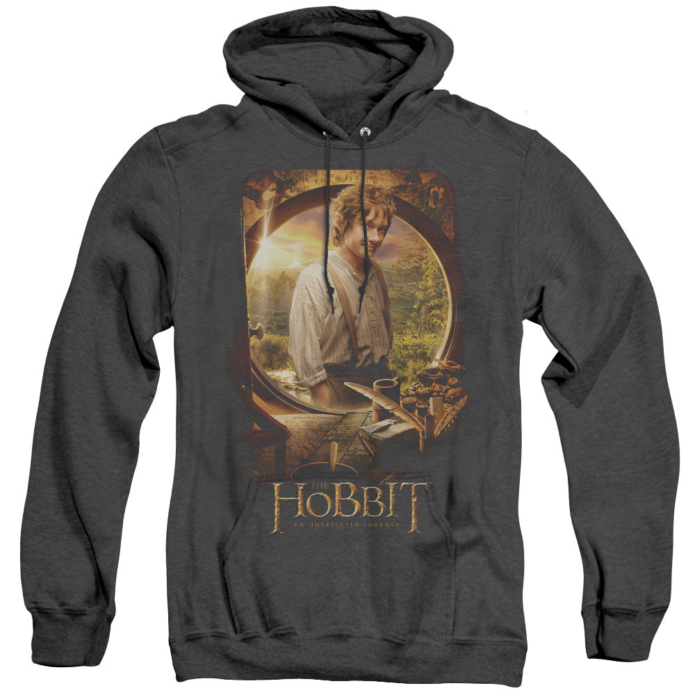 The Hobbit Bilbo Poster Mens Heather Hoodie Black Officially Licensed