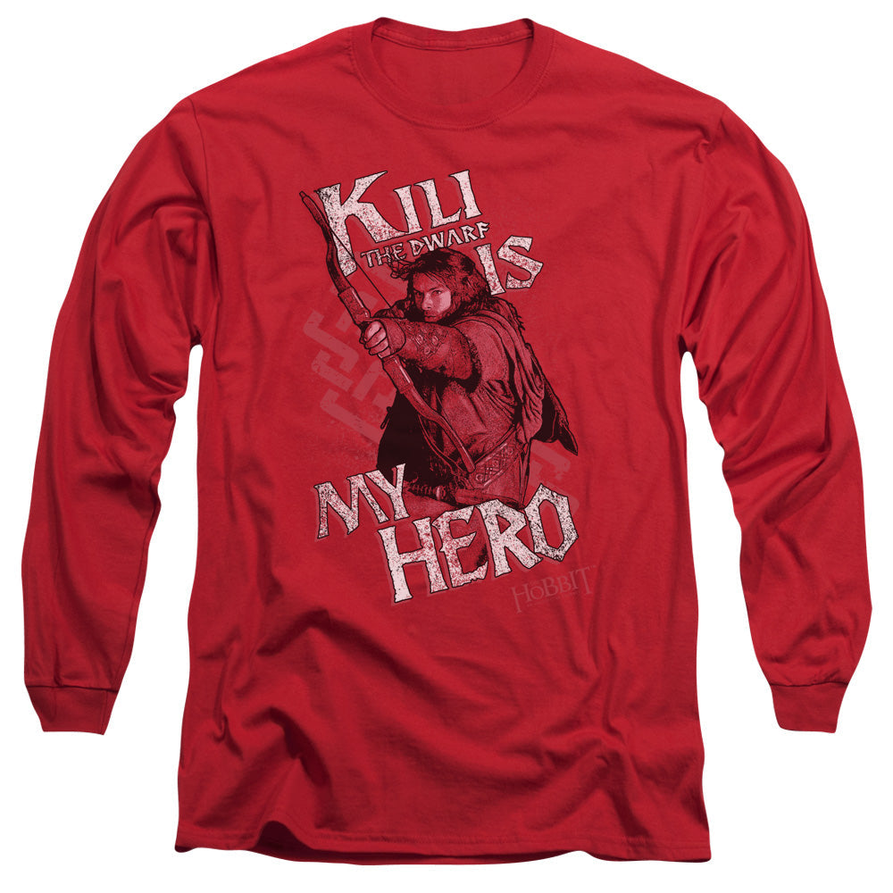 The Hobbit Kili Is My Hero Mens Long Sleeve Shirt Red Officially Licensed