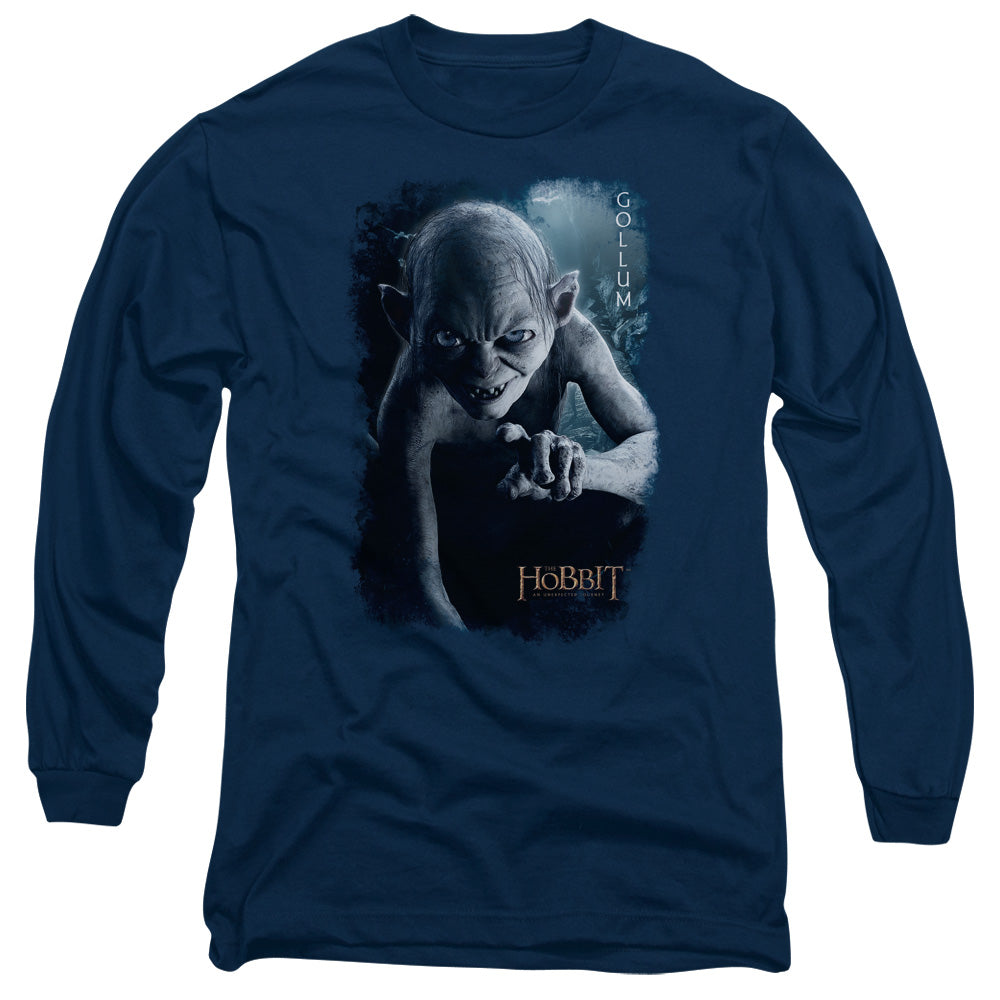 The Hobbit Gollum Poster Mens Long Sleeve Shirt Navy Officially Licensed