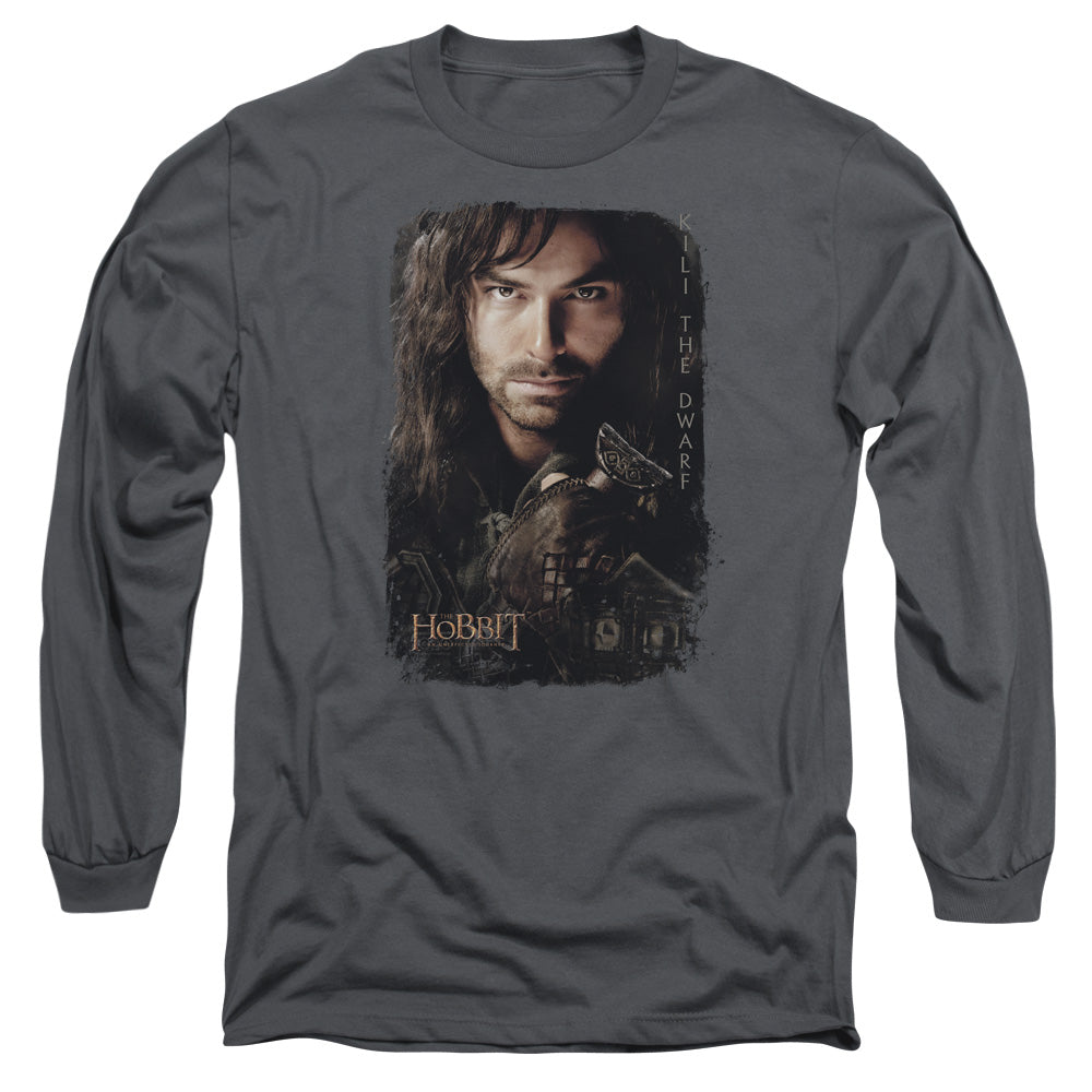 Hobbit Kili Poster Mens Long Sleeve Shirt Charcoal Officially Licensed