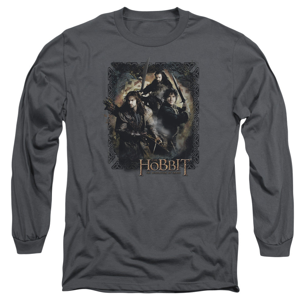 Hobbit Weapons Drawn Mens Long Sleeve Shirt Charcoal Officially Licensed