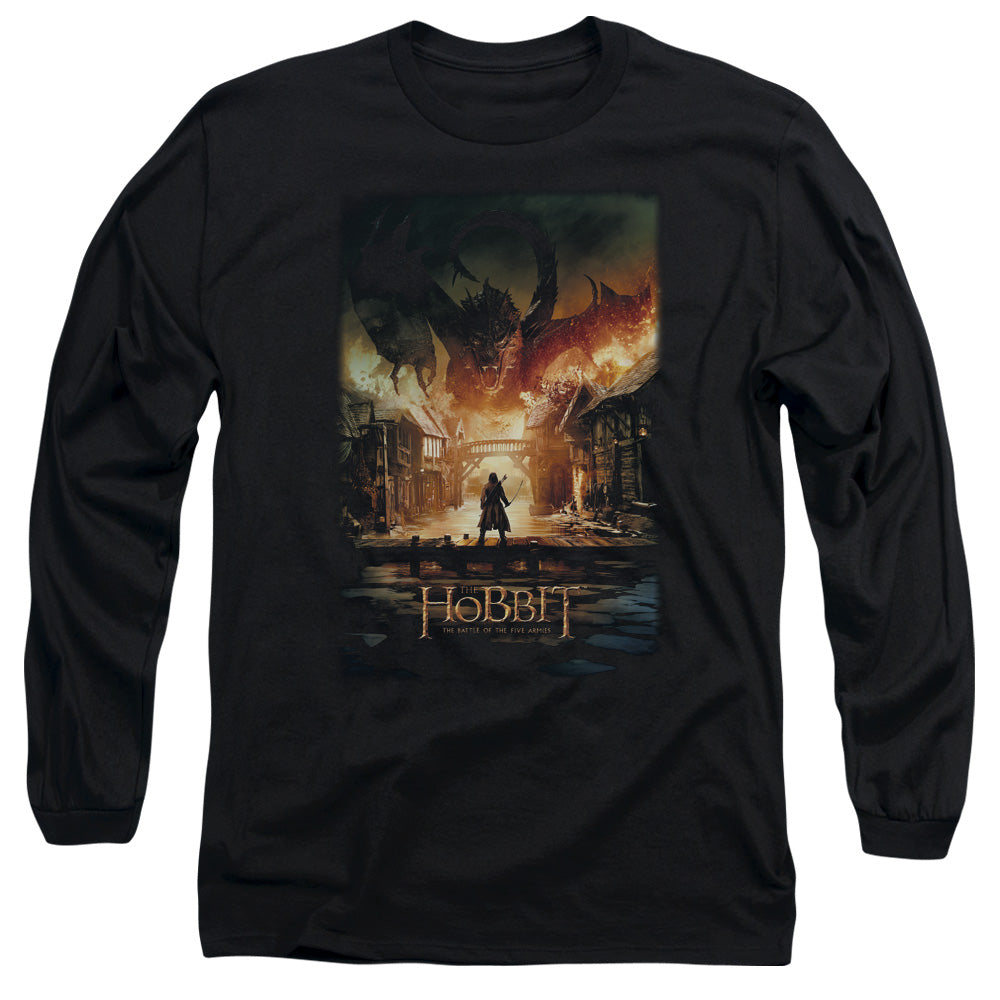 Hobbit Smaug Poster Mens Long Sleeve Shirt Black Officially Licensed