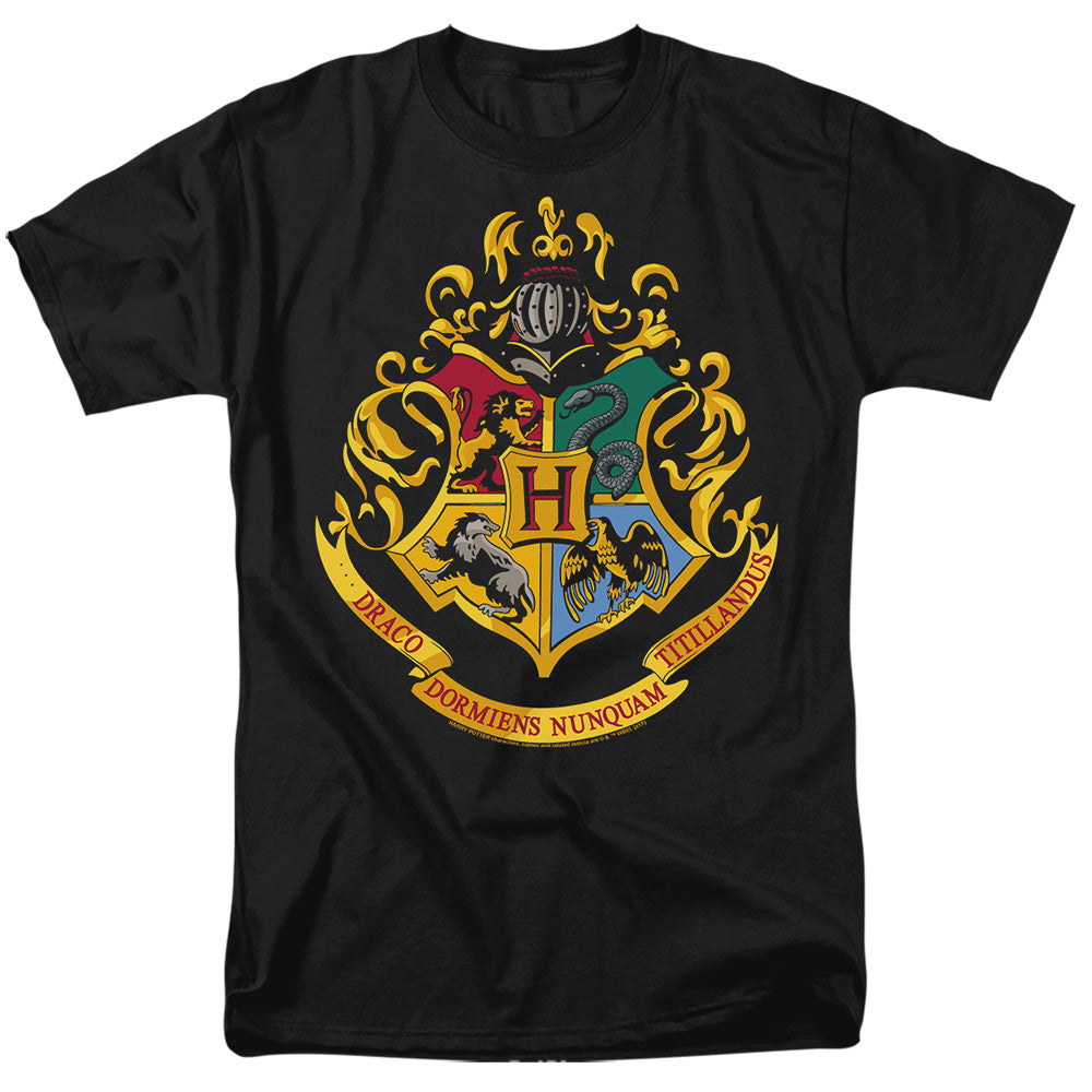 Harry Potter Hogwarts School Crest Mens T Shirt Black Officially Licensed