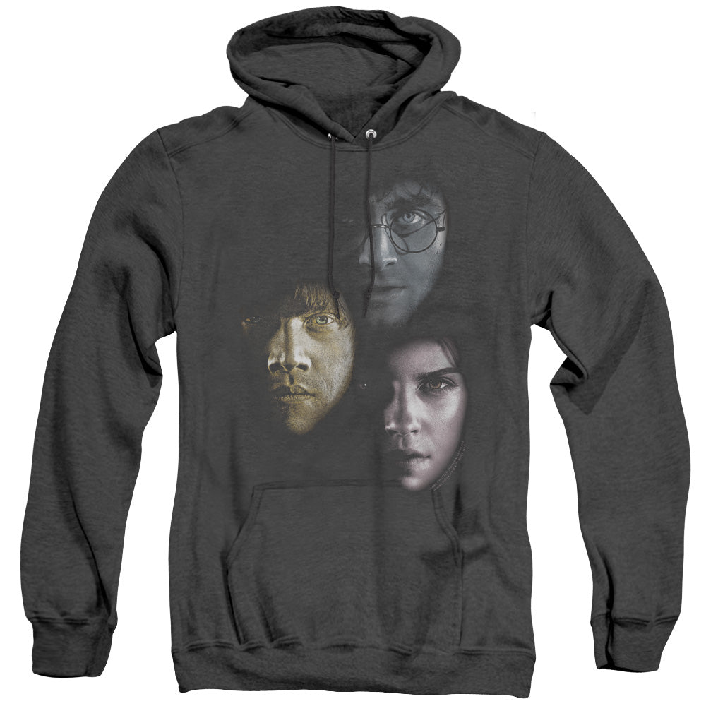 Harry Potter Hero Heads Mens Heather Hoodie Black Officially Licensed