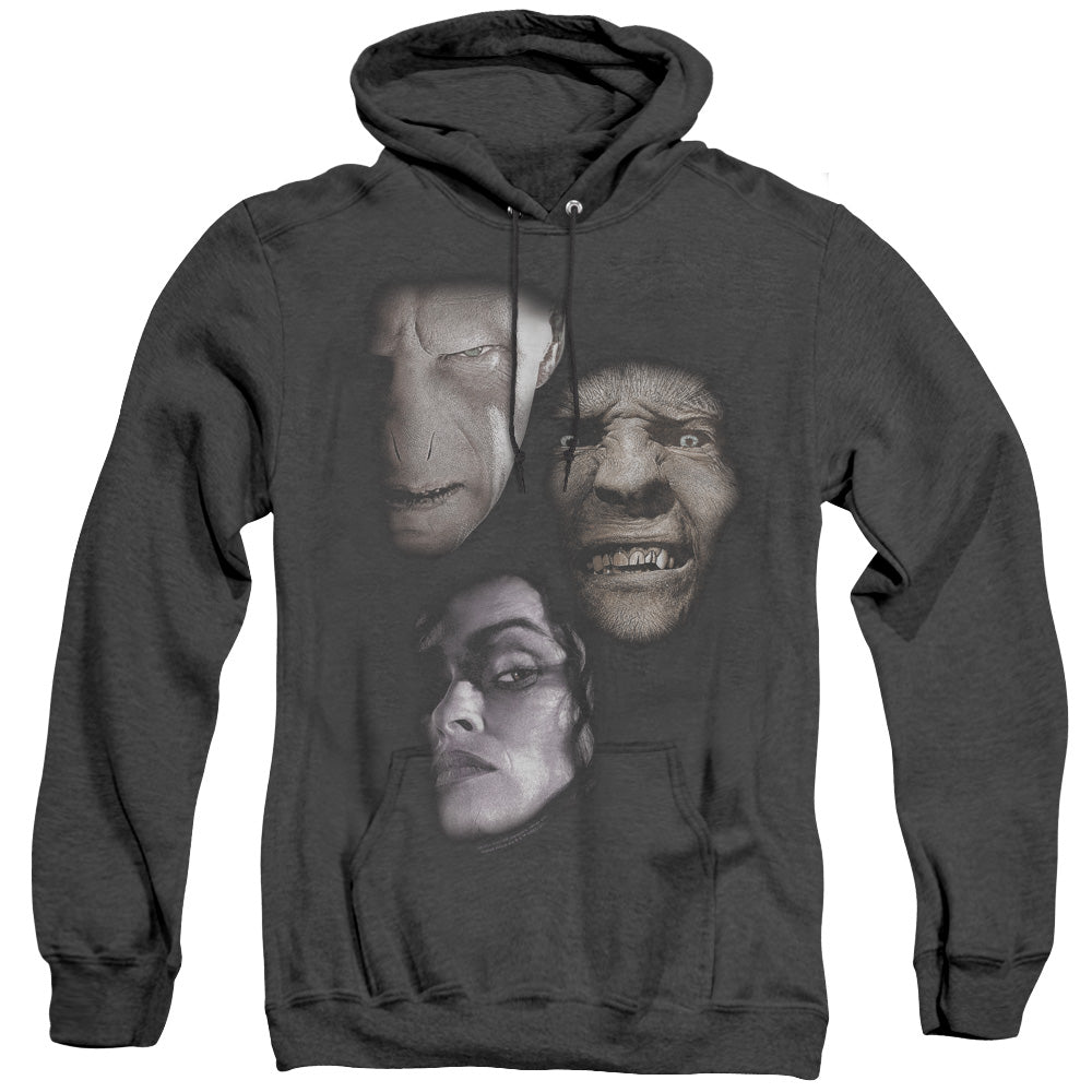 Harry Potter Villian Heads Mens Heather Hoodie Black Officially Licensed