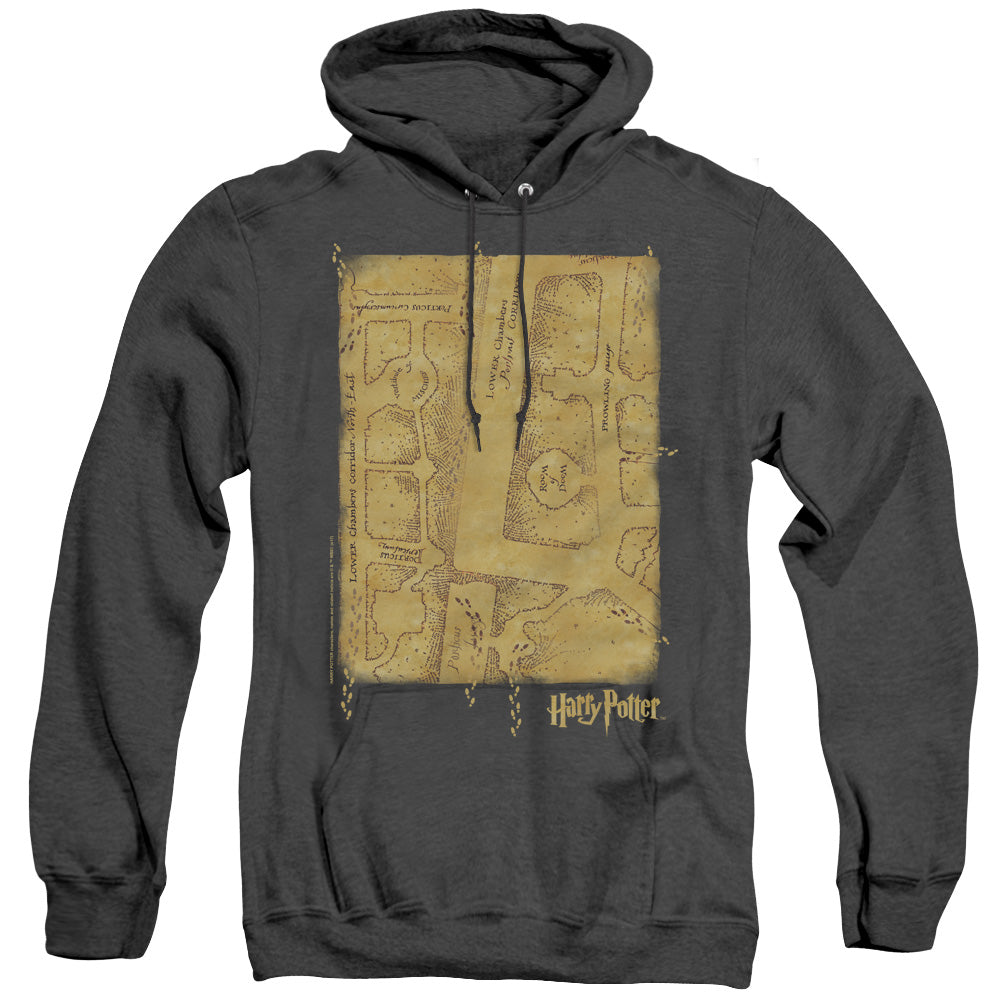 Harry Potter Marauders Map Interior Mens Heather Hoodie Black Officially Licensed