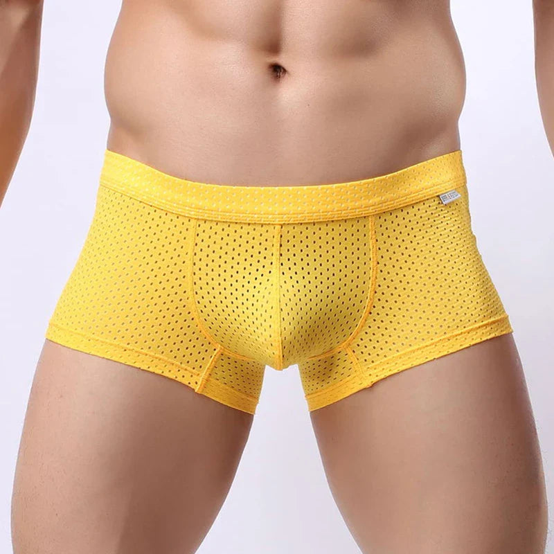 Brave Person Men’s Breathable Boxer Shorts – Cotton/Spandex Mesh Design