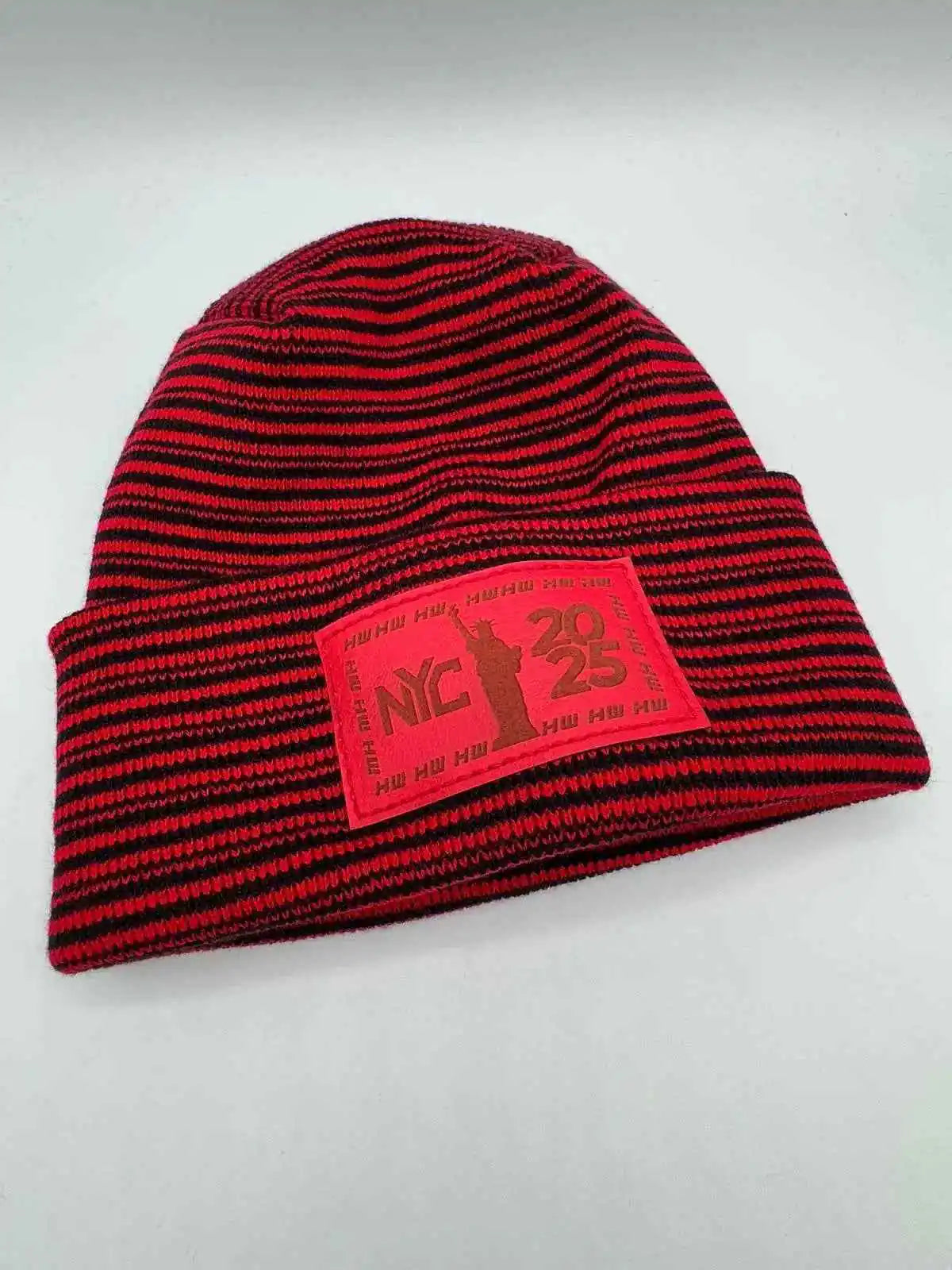 H Stitch Cuffed Beanie, Black and Red Contrast, New Year 2025 Limited Edition
