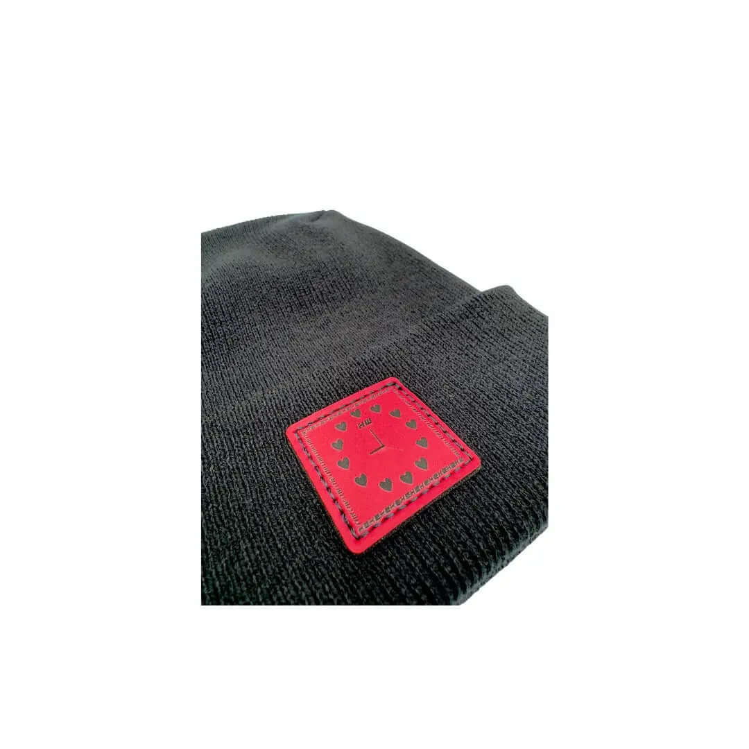 Haakwear Exclusive Love-Inspired H-Stitch Beanie – Limited Edition | Black Hat with Heart Clock