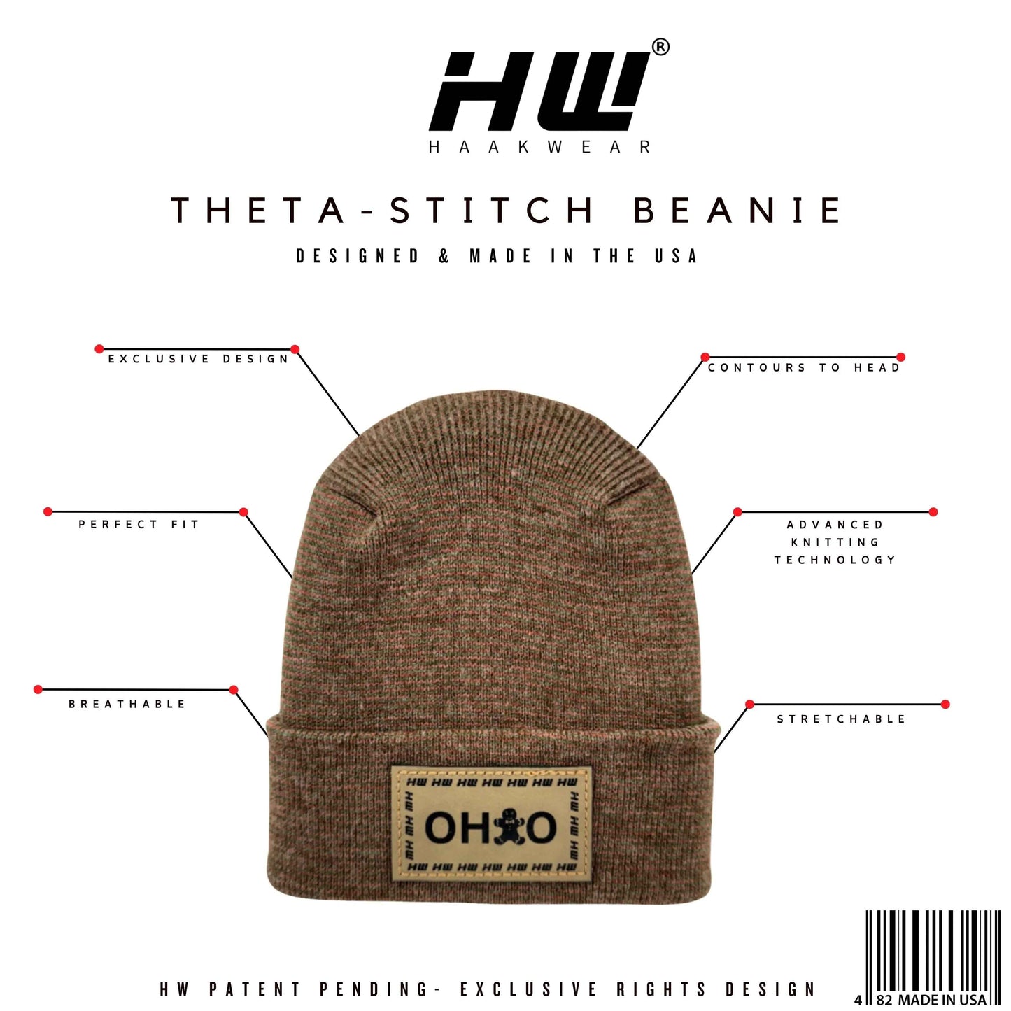 Haakwear H-Stitch Beanie Ohio, The Brown's Cookie Edition - Exclusive Christmas Hat Collection Burgundy / Green