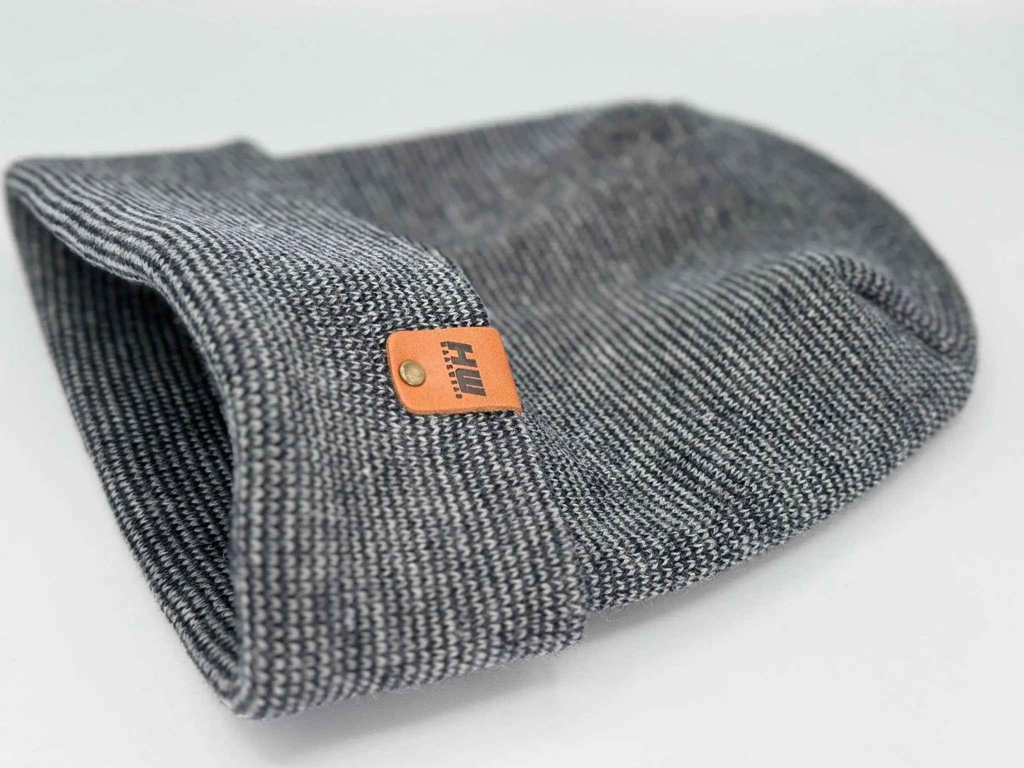 Haakwear H Stitch Fusion Cuffed Beanie / Hat (Patened Design) Gray / Denim, Made in USA