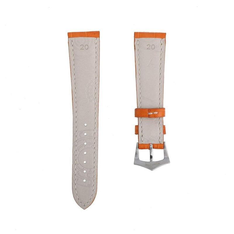 Hand-Sewn Matt Orange Caiman Watch Strap
