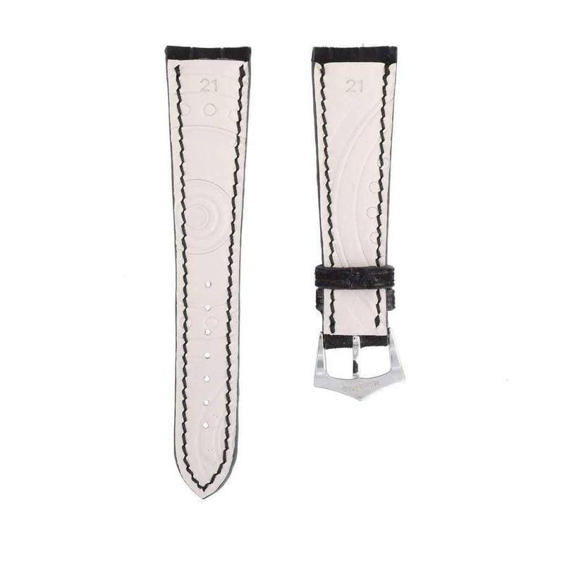 Hand Stitches Black Alligator Nubuck Watch Strap