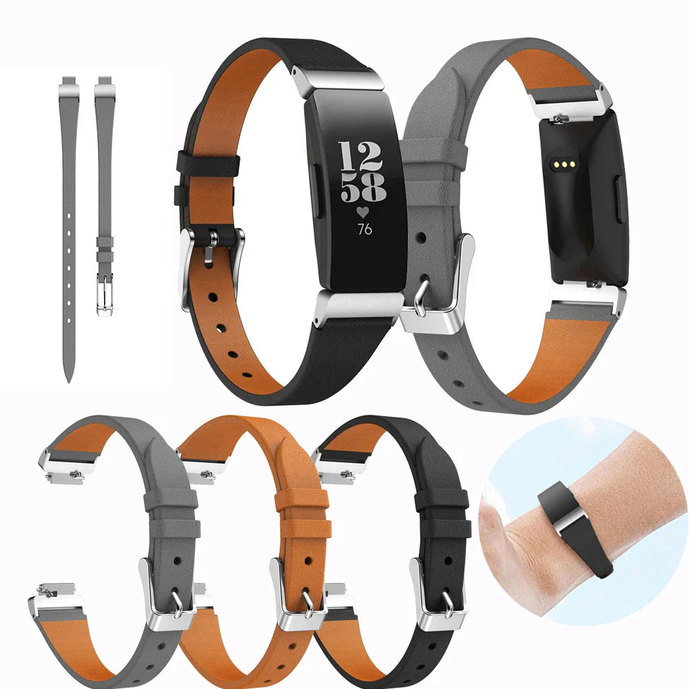 Fitbit Inspire 2, 1, HR Leather Band - Stylish, Comfortable, Durable