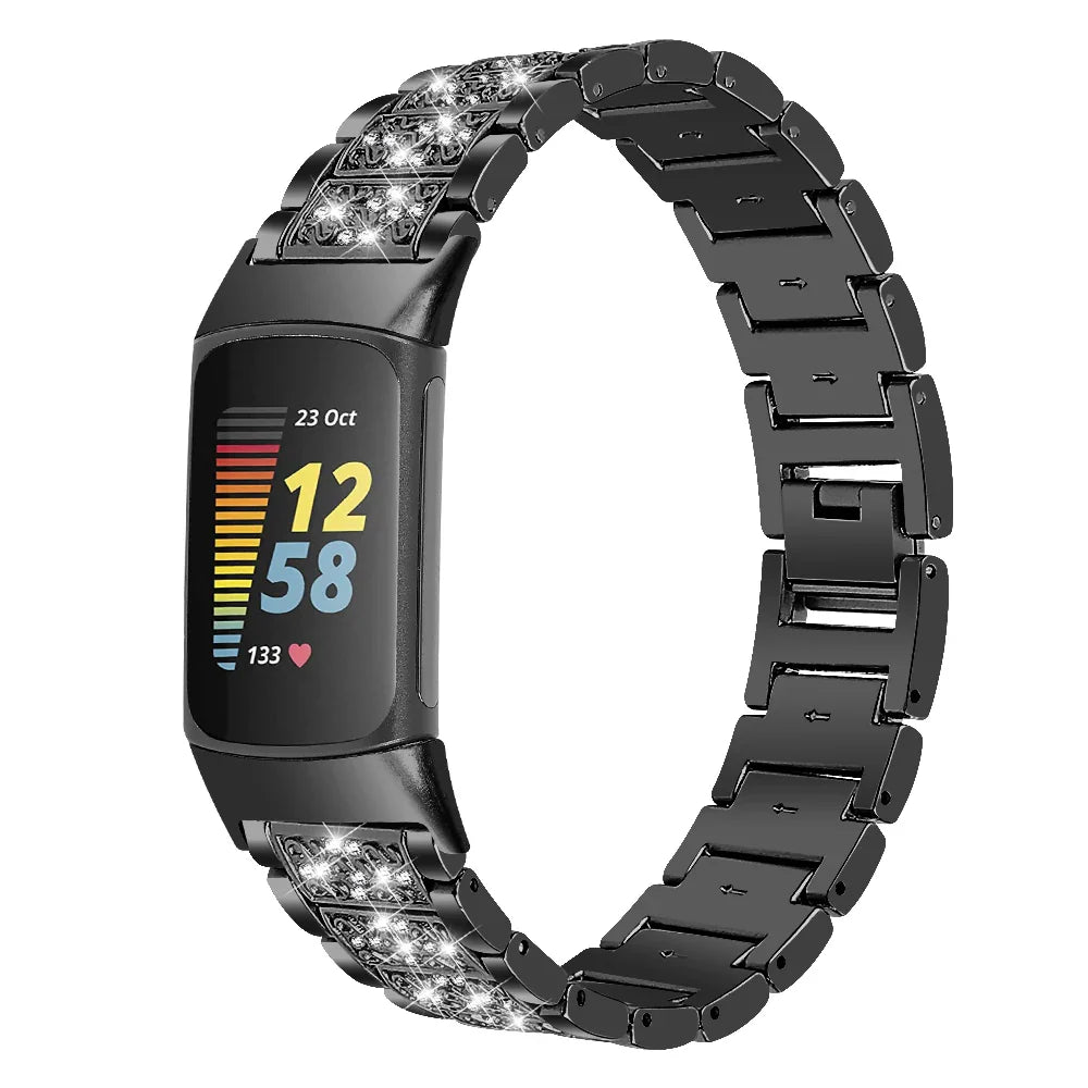 Fitbit Charge 6, 5, 4, 3 Metal Band Luxury Rhinestone Strap