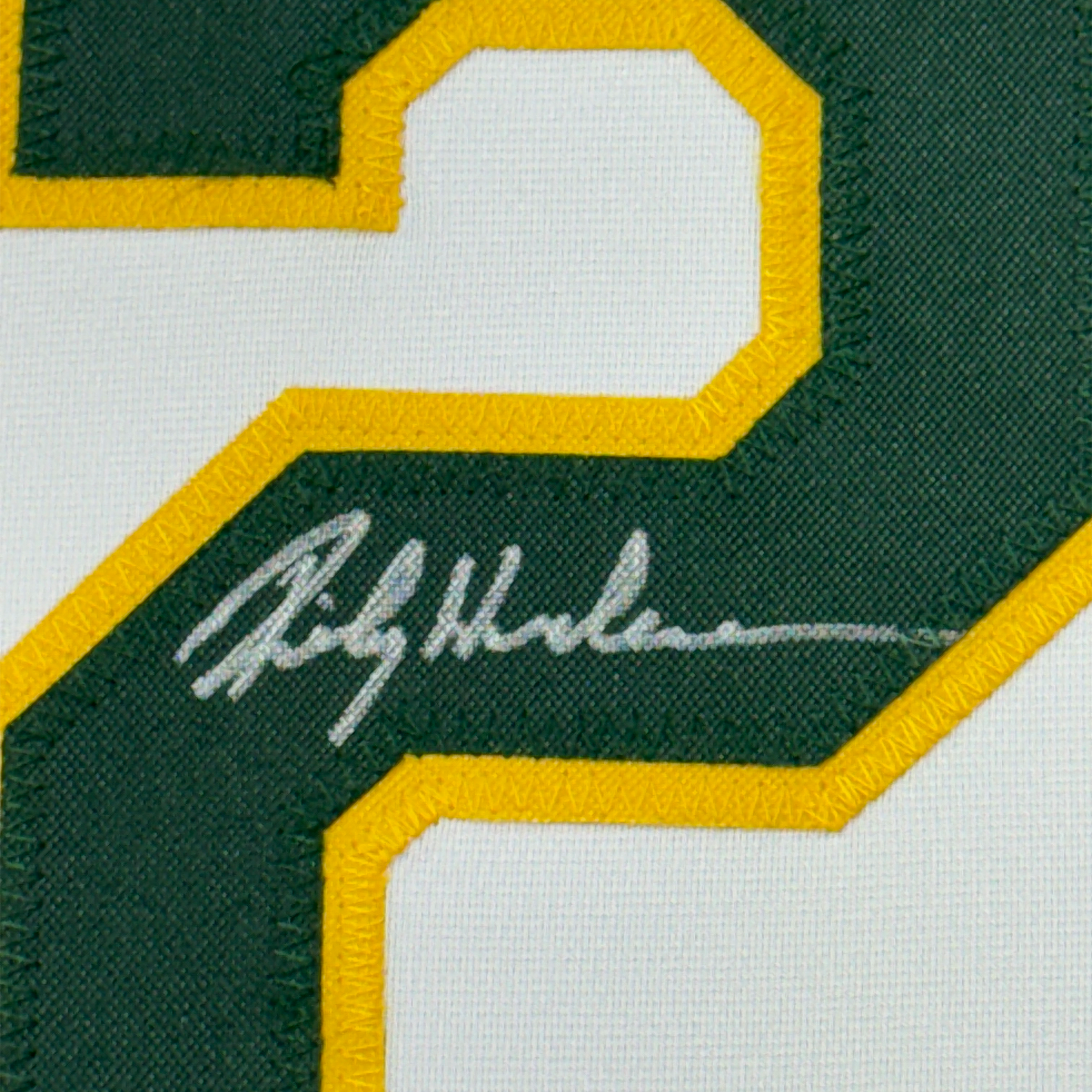 Framed Autographed/Signed Rickey Henderson 35x39 Oakland White Baseball Jersey Beckett BAS COA