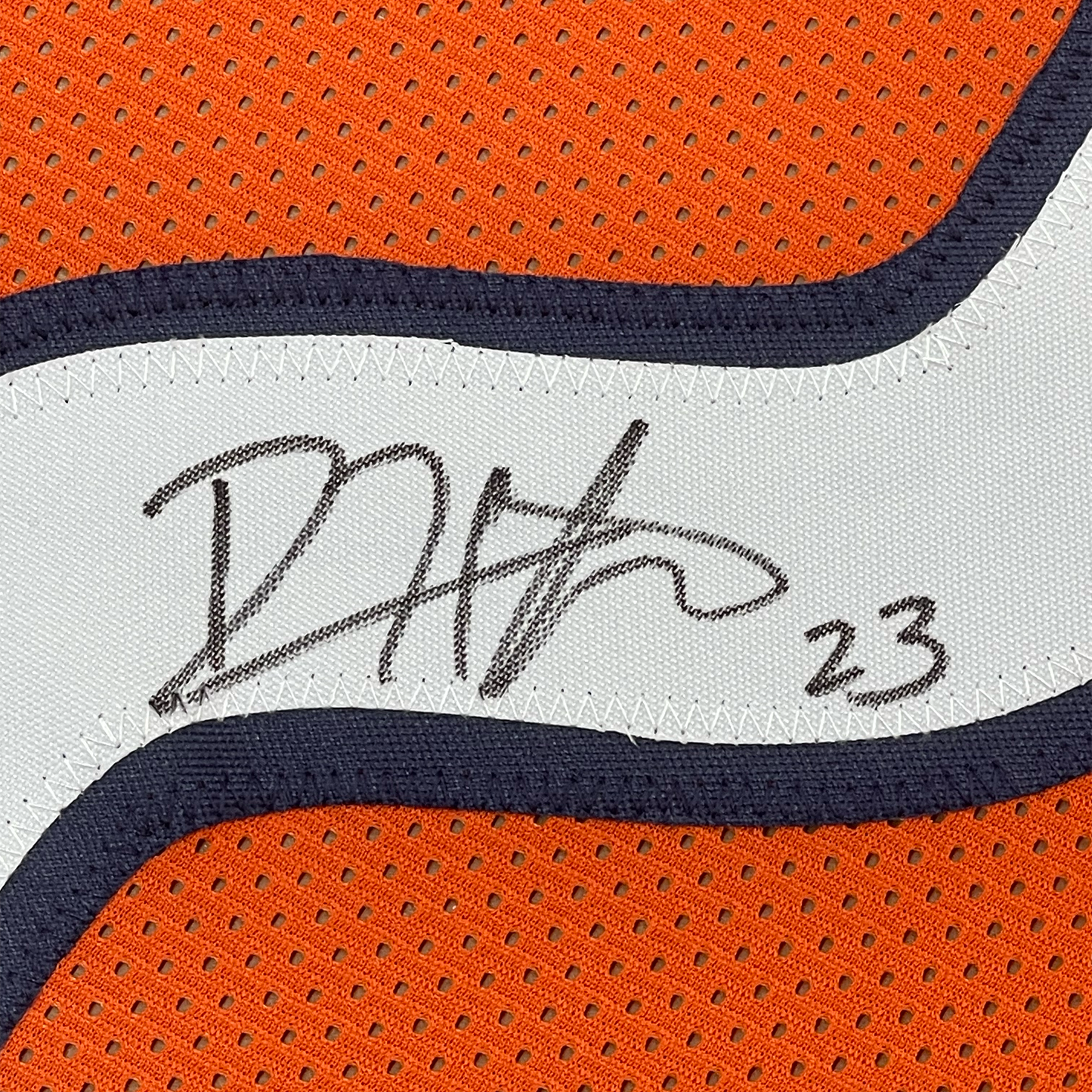 Framed Autographed/Signed Devin Hester 35x39 Chicago Orange Football Jersey JSA COA