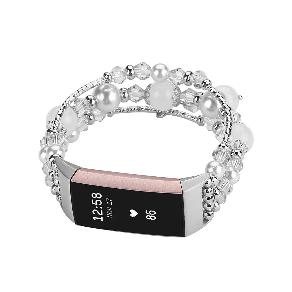 Fitbit Charge 6, 5, 4, 3, Fashion Beaded Strap