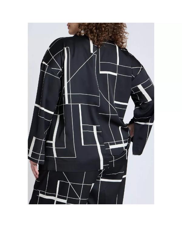 Hitmakers S01 Trey Campbell Geometric Lines Print Blazer