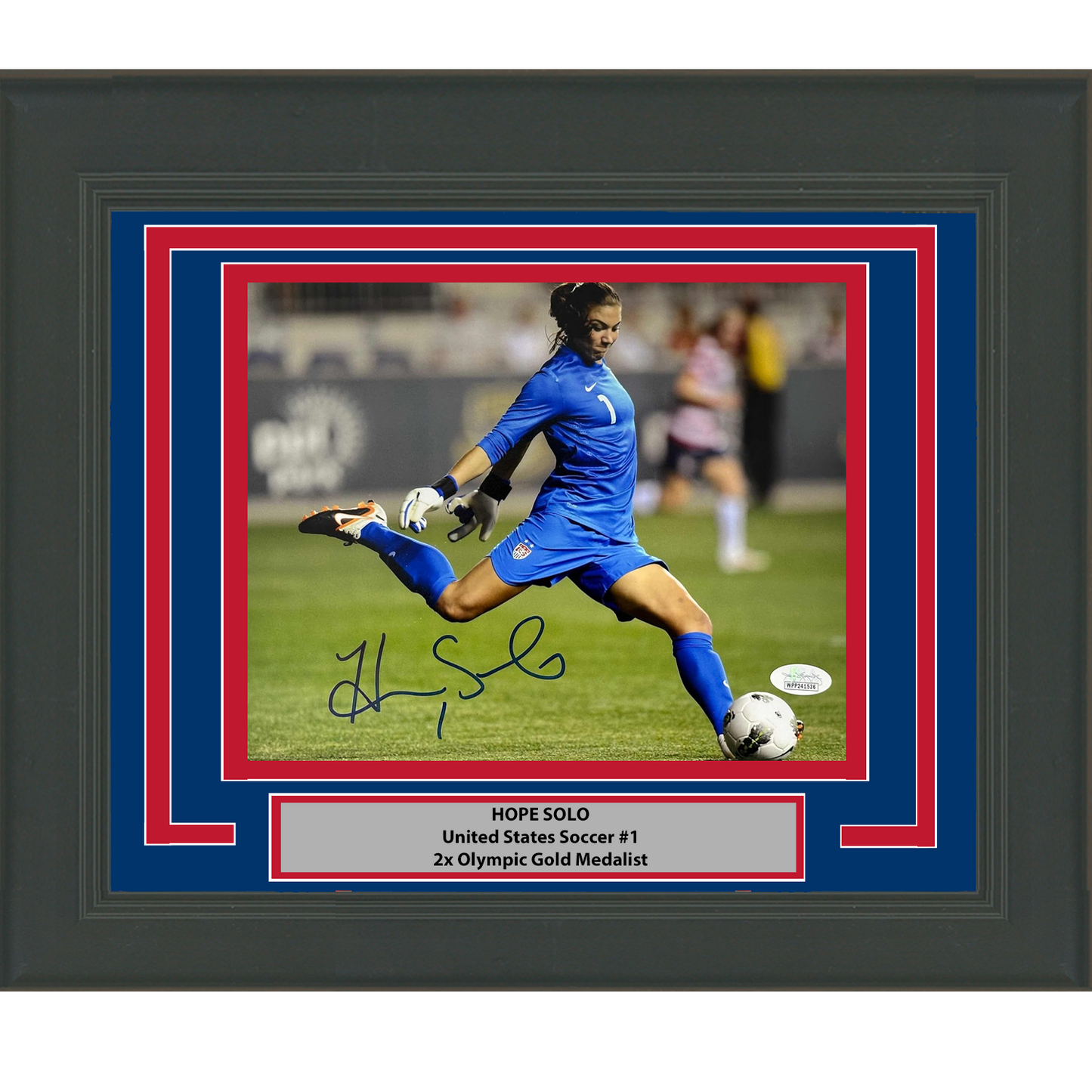 Framed Autographed/Signed Hope Solo Team USA World Cup USWNT 8x10 Soccer Photo JSA COA