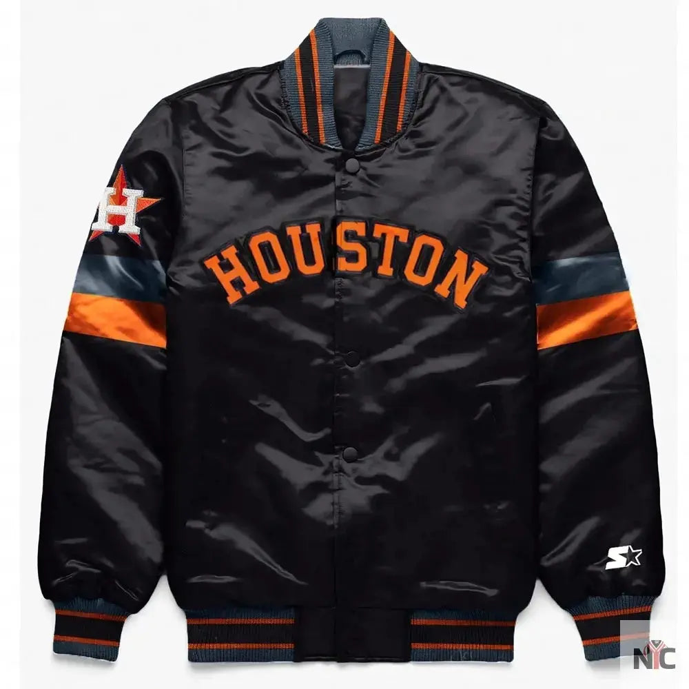 Houston Astros Home Game Black Varsity Satin Jacket