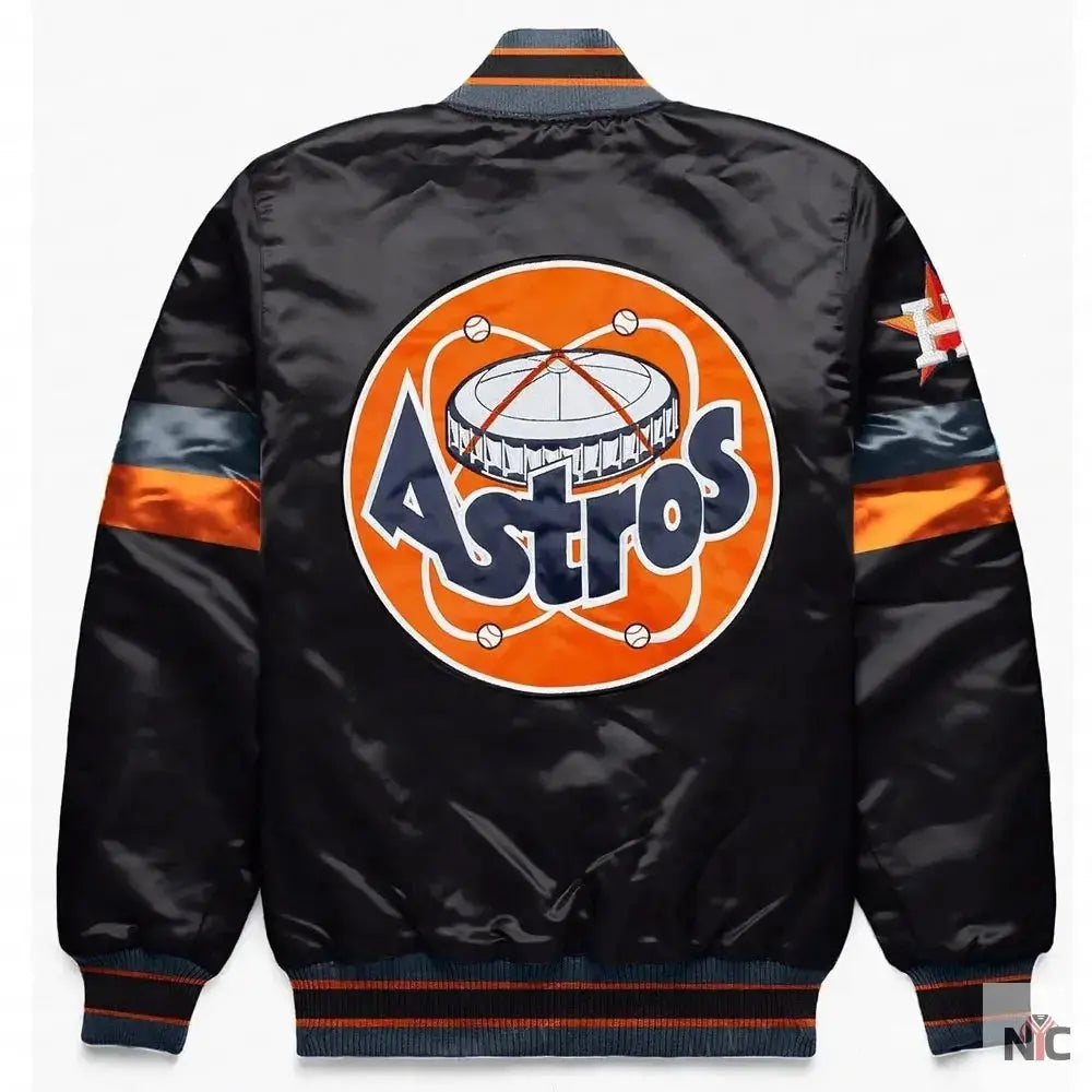 Houston Astros Home Game Black Varsity Satin Jacket