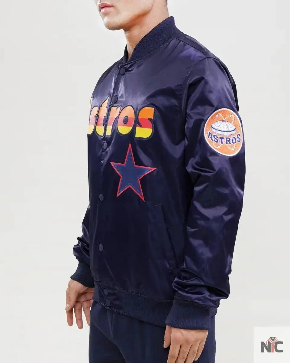 Houston Astros Wordmark Satin Varsity Jacket