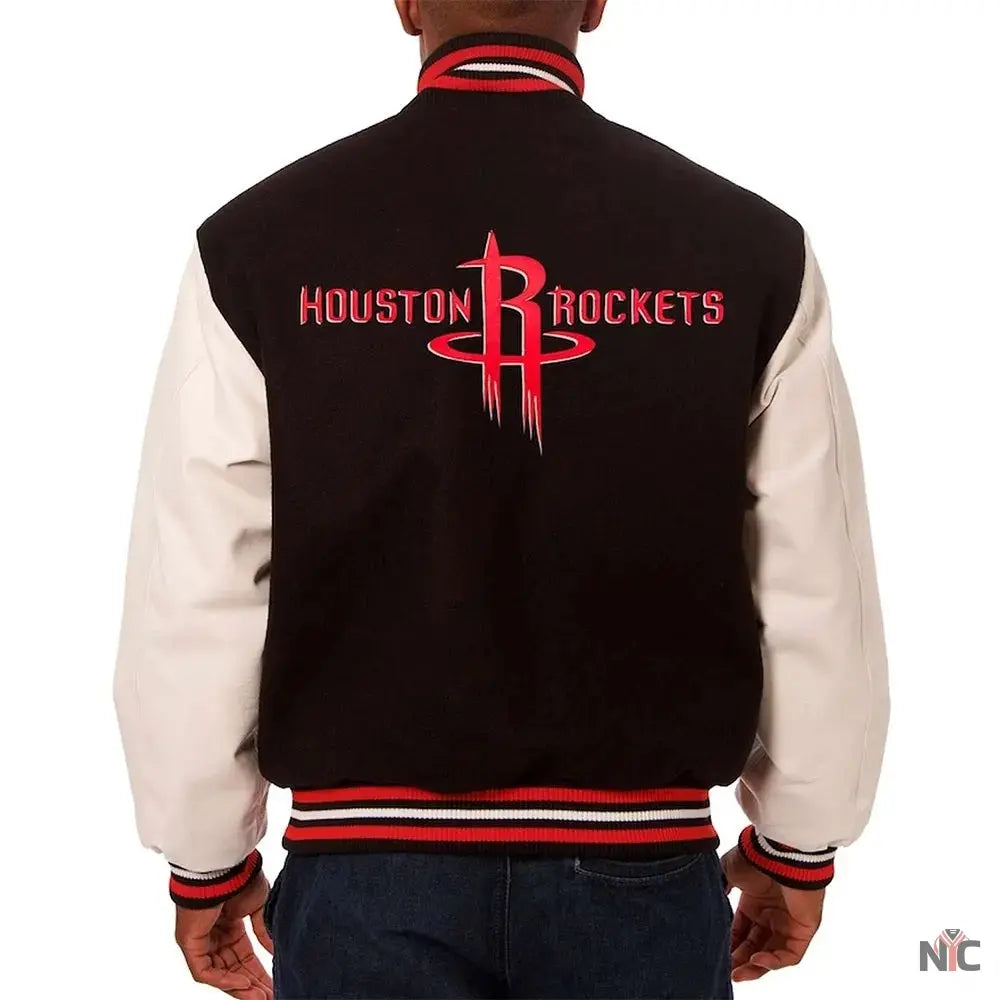 Houston Rockets Black and White Varsity Jacket