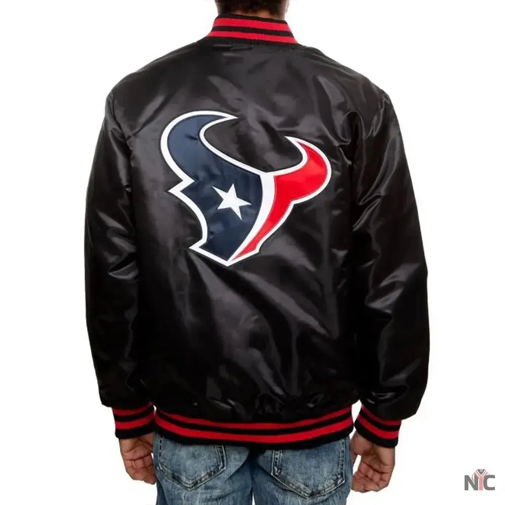 Houston Texans Black Satin Jacket