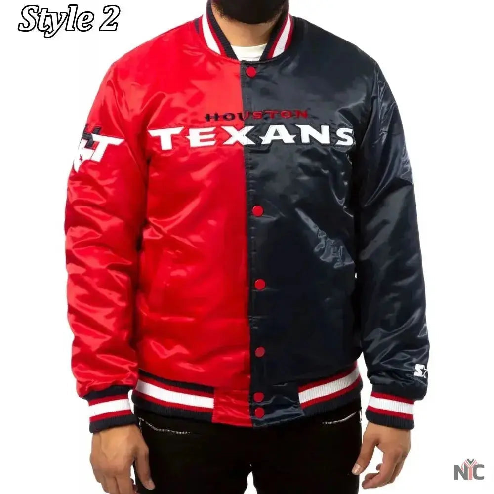 Houston Texans Enforcer Navy and Red Satin Jacket