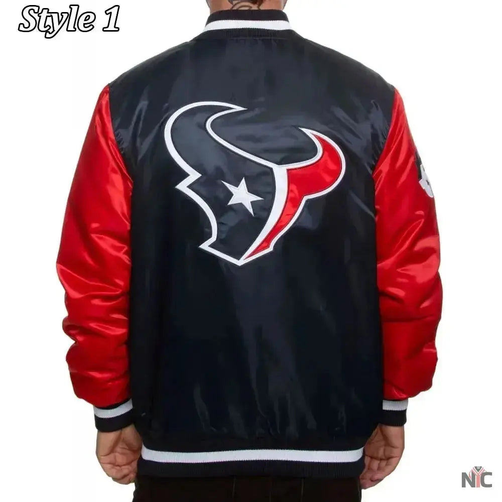 Houston Texans Enforcer Navy and Red Satin Jacket