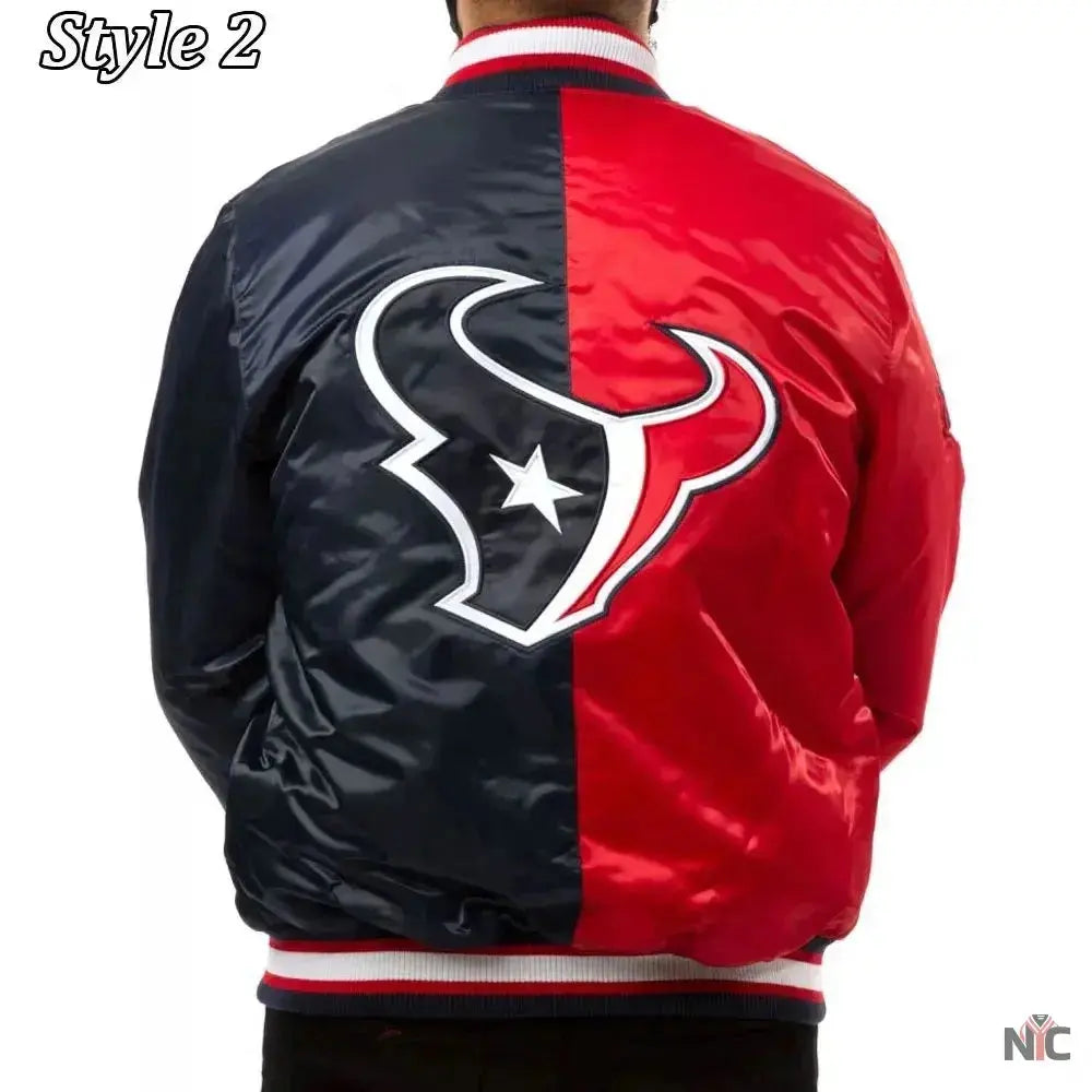 Houston Texans Enforcer Navy and Red Satin Jacket