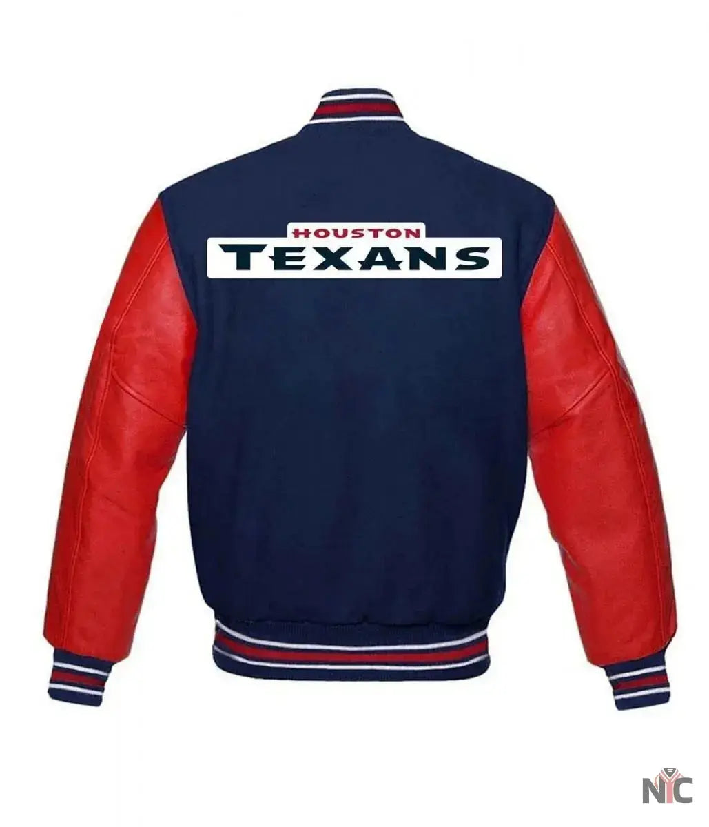 Houston Texans NFL Letterman Red and Blue Jacket