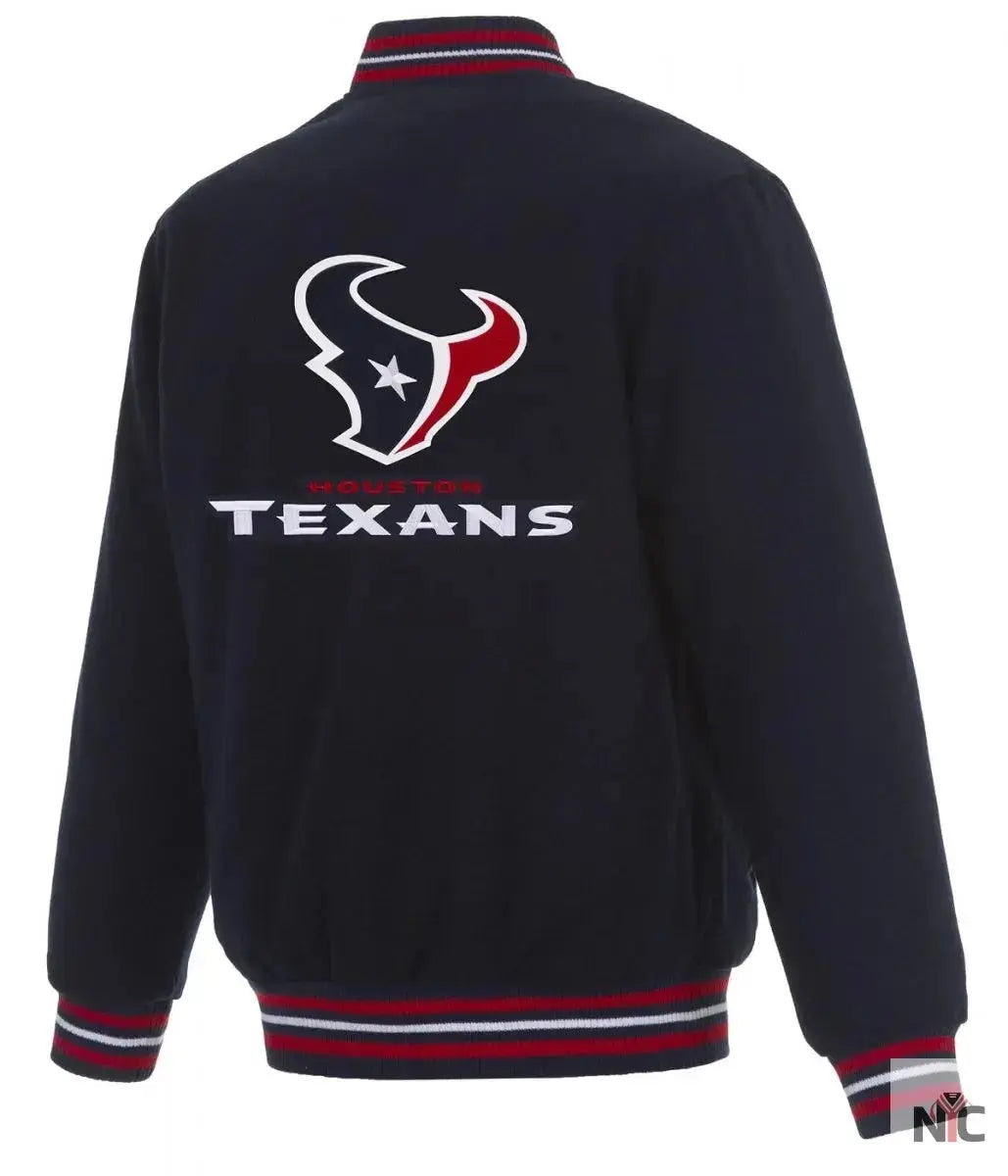 Houston Texans Navy Blue Bomber Wool Jacket