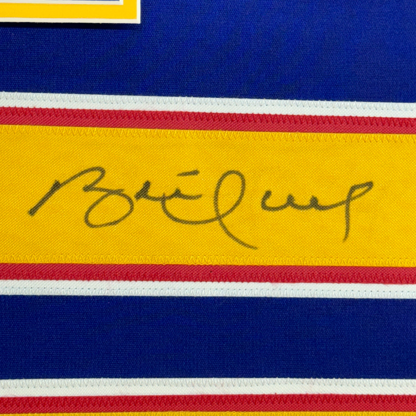 Framed Autographed/Signed Brett Hull 35x39 St. Louis Retro Blue Hockey Jersey PSA/DNA COA