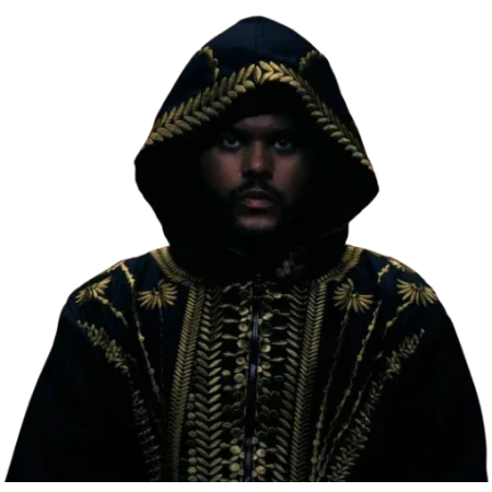 Hurry Up Tomorrow The Weeknd Golden Embroidered Hooded Coat