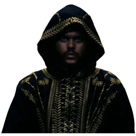 Hurry Up Tomorrow The Weeknd Golden Embroidered Hooded Coat