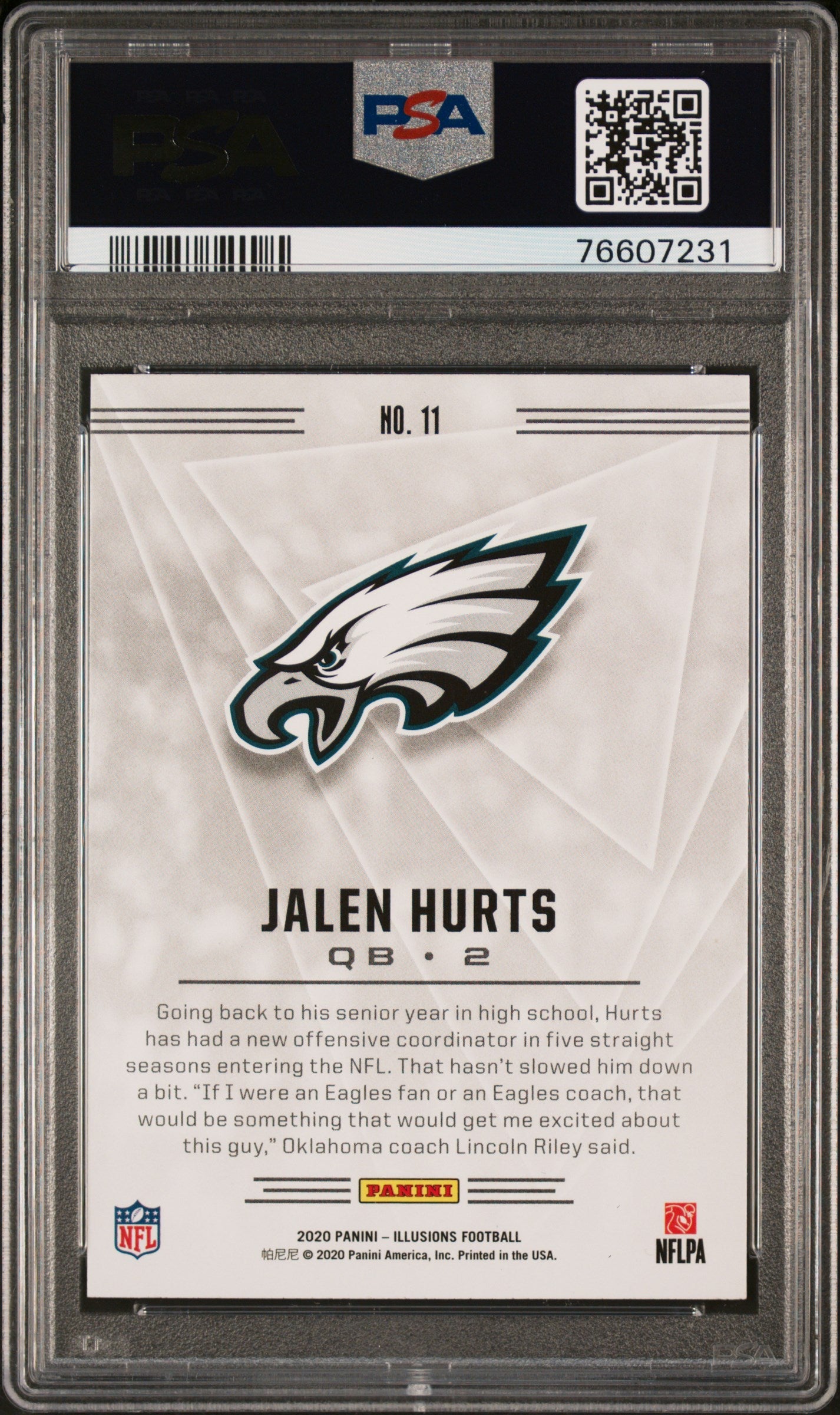 Graded 2020 Panini Illusions Jalen Hurts #11 Retail Rookie RC Football Card PSA 10 Gem Mint
