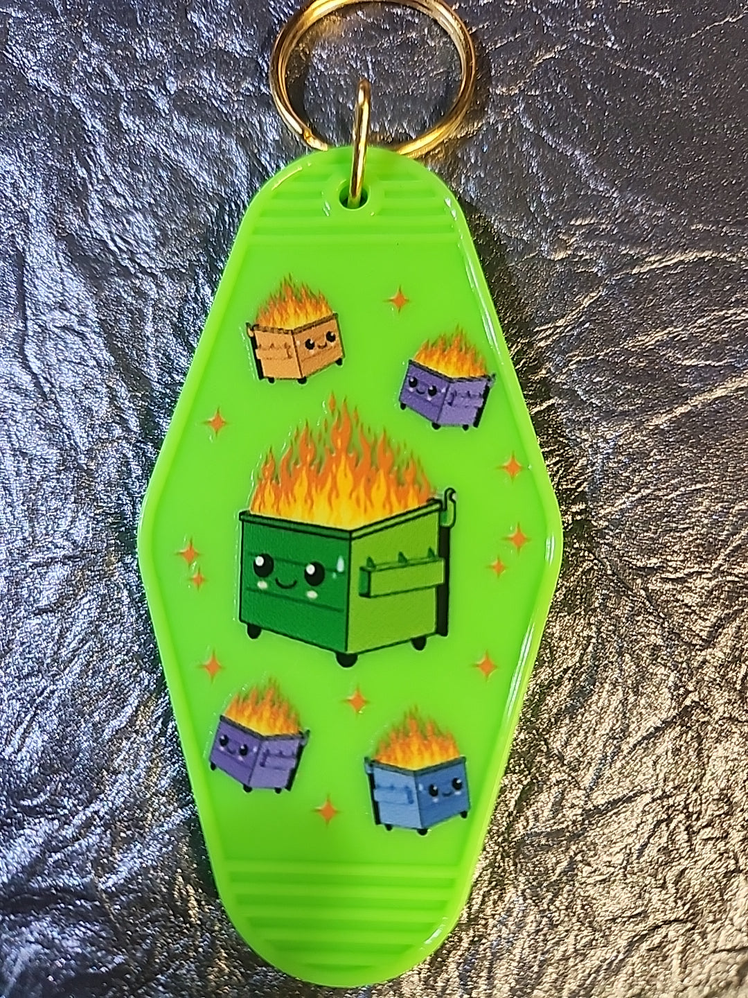 Dumpster Fire Motel Keychain
