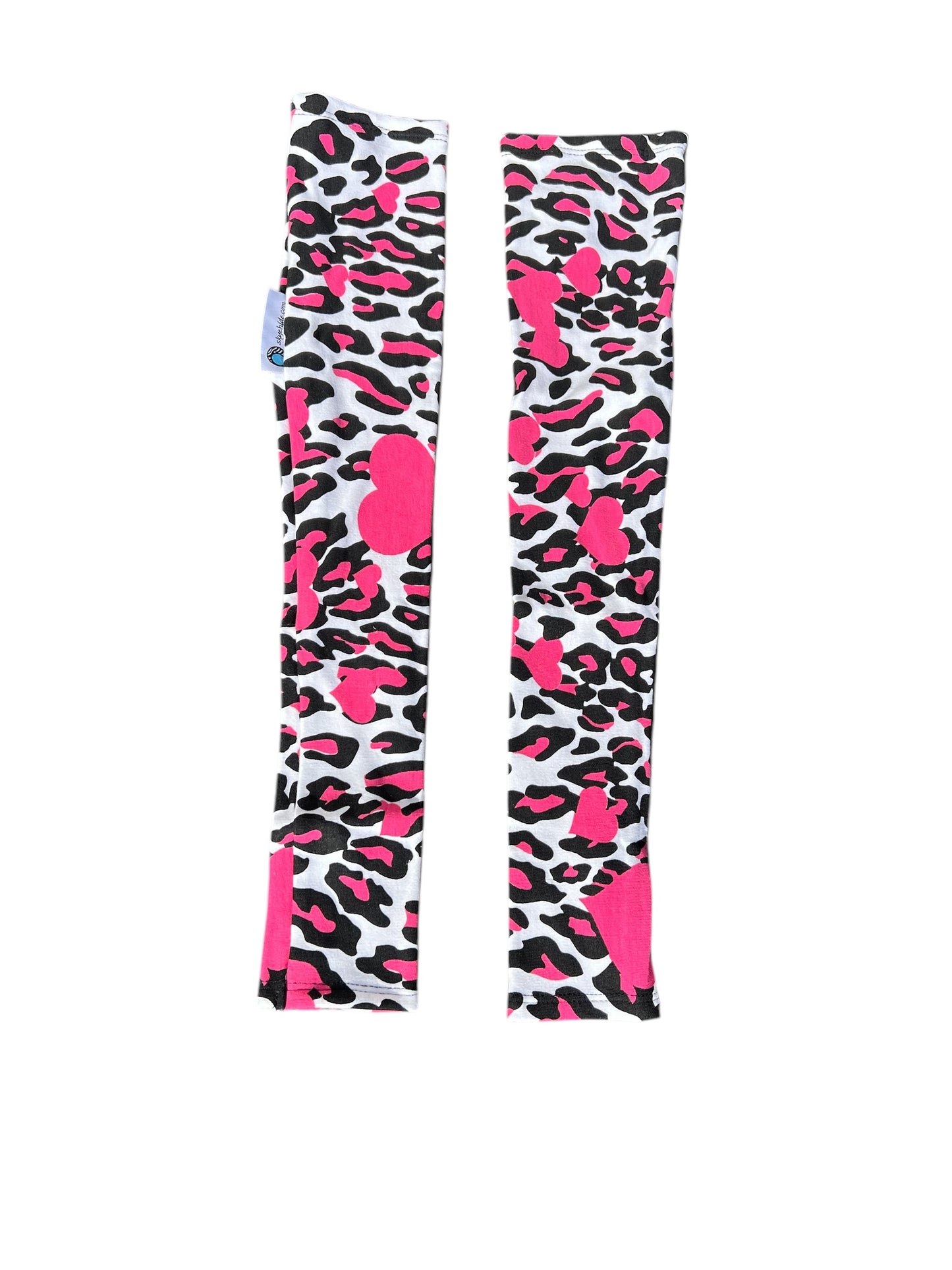 Skye Hide UV Lycra Arm Warmers (Pink Hearts Leopard)