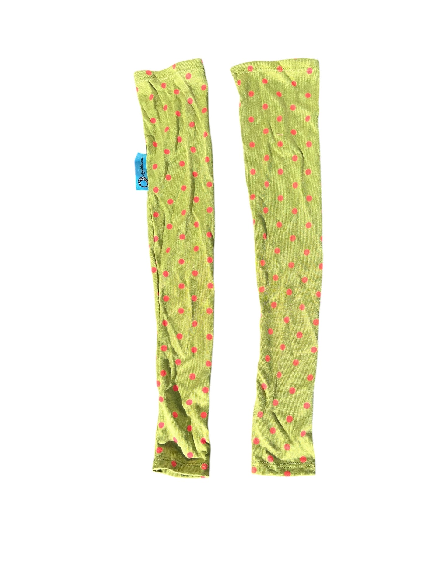 Skye Hide UV Lycra Arm Warmers (Olive with Orange Polka Dots)