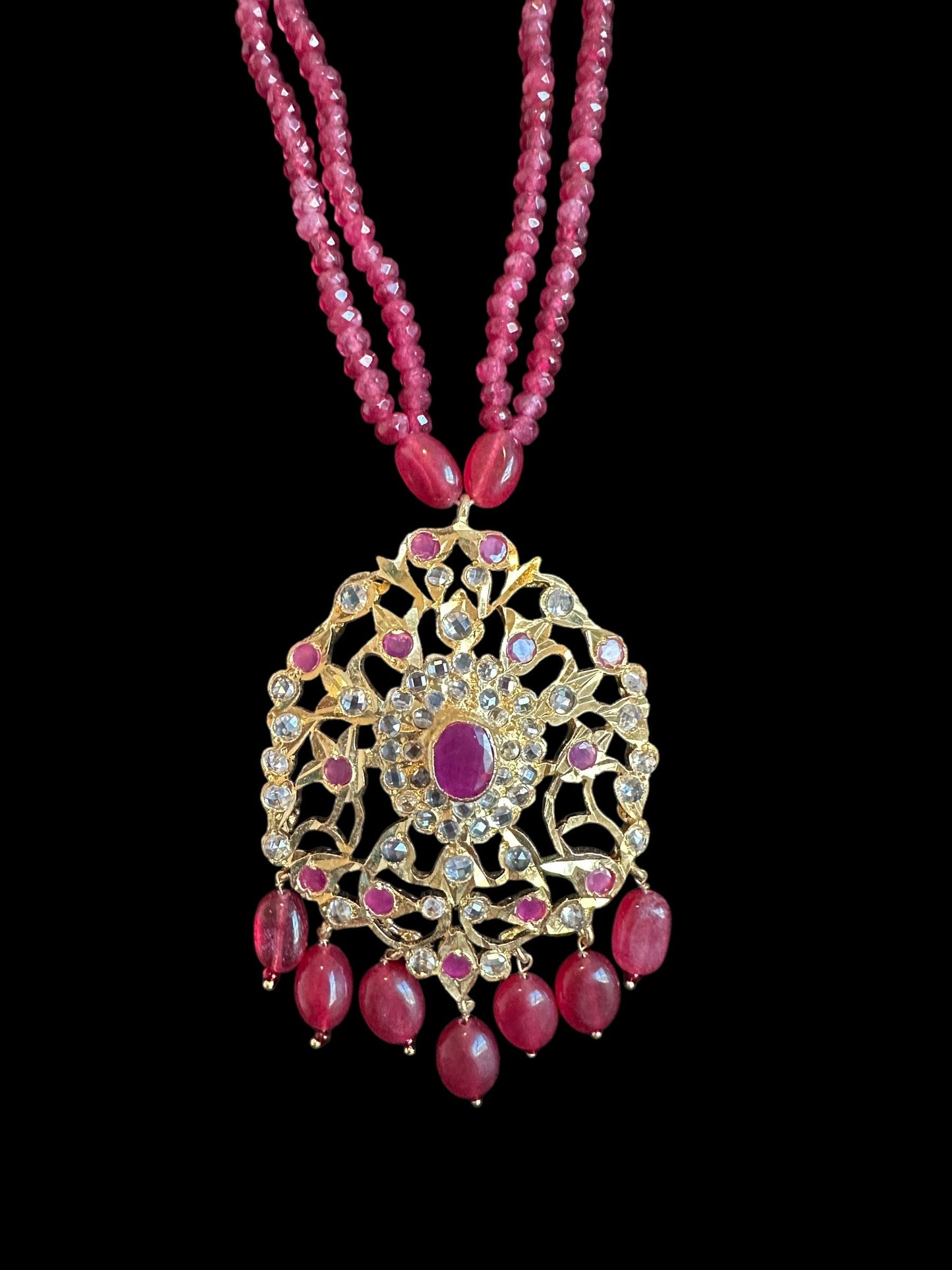 PS519 Hima ruby Pendant set with earrings (SHIPS IN 3 WEEKS )